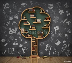 Bild på Book shelf in form of tree and drawing concept Study concept